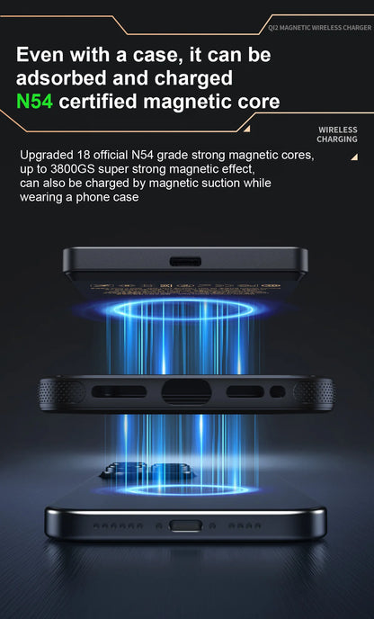 Magnetic 3-in-1 Wireless Power Bank | Fast Charging & LCD Display | For iPhone & Apple Watch & AirPods