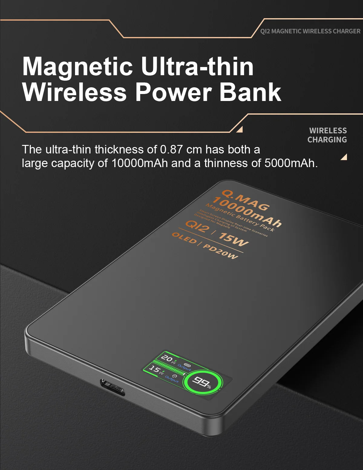 Magnetic 3-in-1 Wireless Power Bank | Fast Charging & LCD Display | For iPhone & Apple Watch & AirPods
