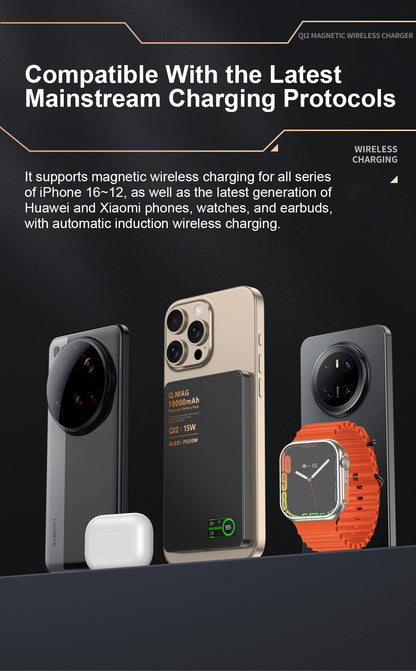 Magnetic 3-in-1 Wireless Power Bank | Fast Charging & LCD Display | For iPhone & Apple Watch & AirPods